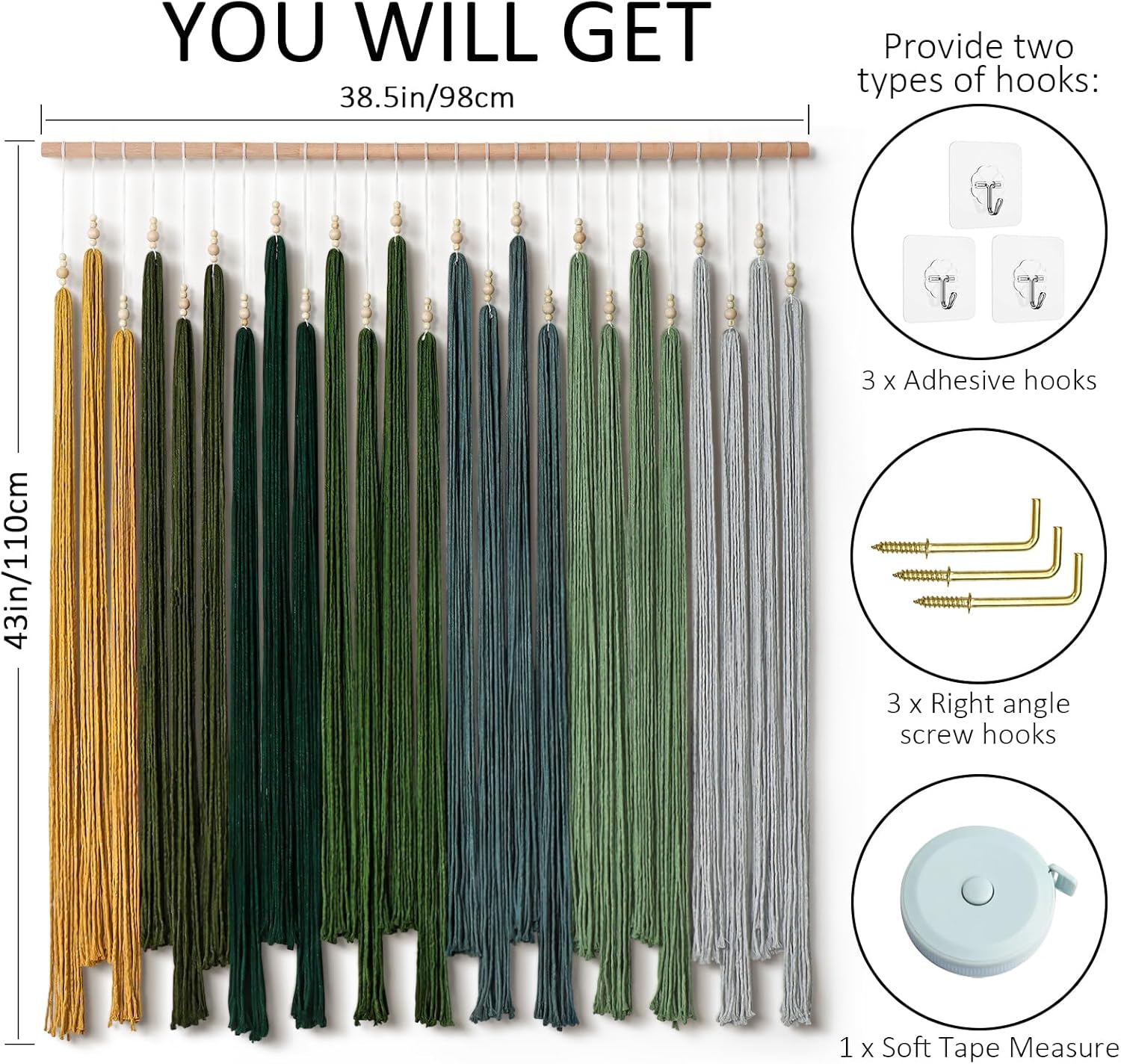 Green Tassel Wall Hanging Decor Image 2